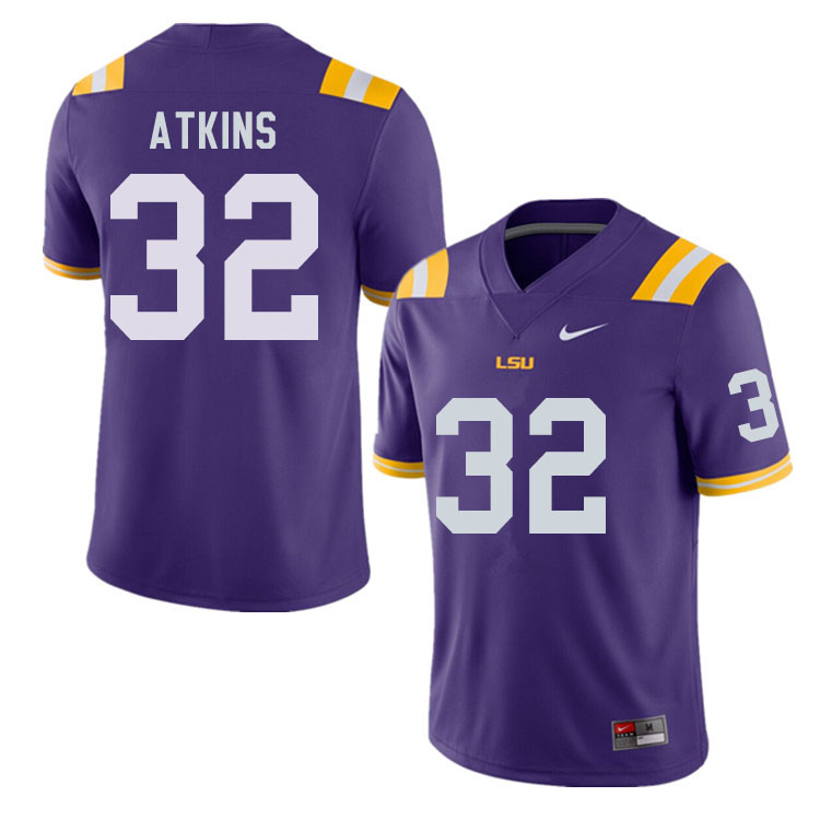 Men #32 Avery Atkins LSU Tigers College Football Jerseys Sale-Purple - Click Image to Close